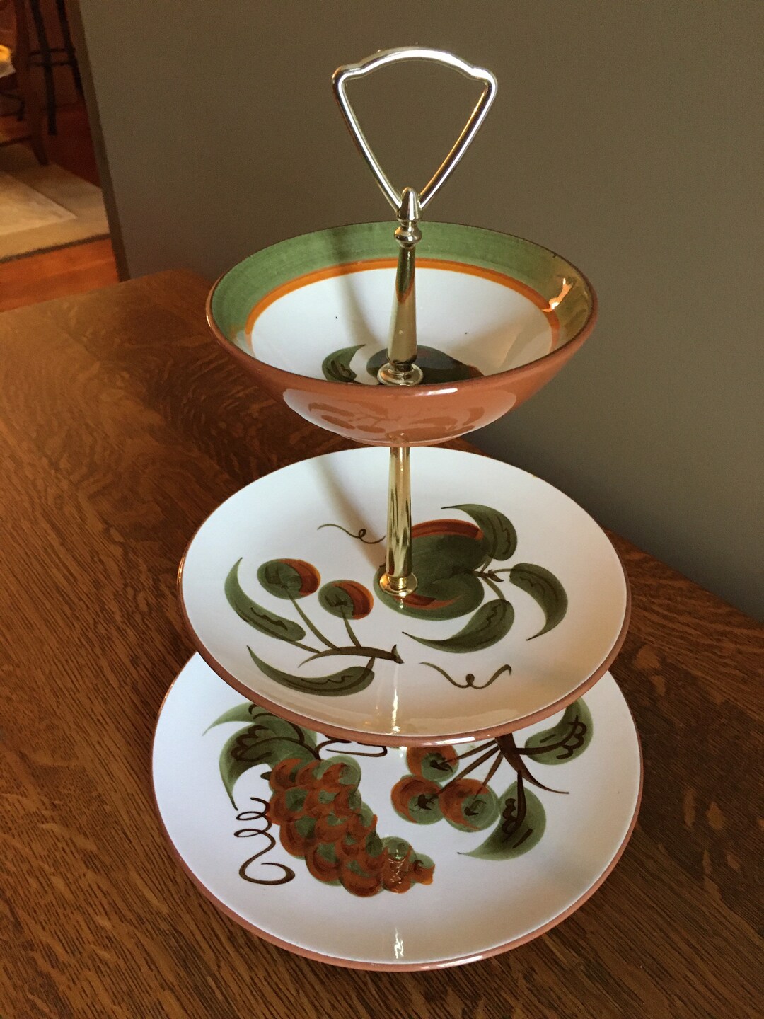 Stangl Orchard Song 3 Tier Tidbit Tray 5110 Etsy