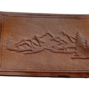 Pine Tree Forest Mountain Leather Patch For Hats Velcro and Sew On