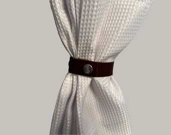 Leather Curtain Tie Back Holdback | Curtain Tie Back | Curtain Drape Holder | Leather Tieback Window Treatment | Minimalist Tie-Back
