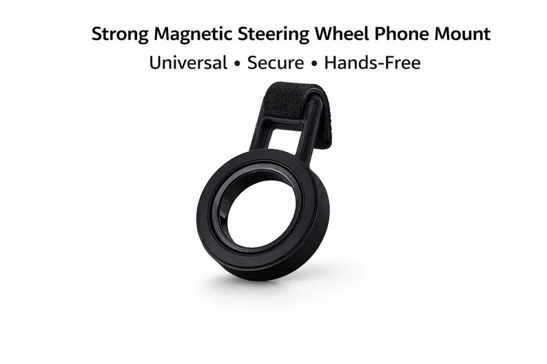 マグネット式ステアリングホイールスマホマウント - iPhone MagSafe & Androidデバイスにユニバーサルフィット 画像 1
