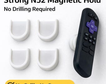 Soporte magnético para control remoto de pared IQ Labs (paquete de 4), potentes imanes de neodimio N52 con adhesivo antihuellas, ideal para controles remotos, llaves y herramientas pequeñas.