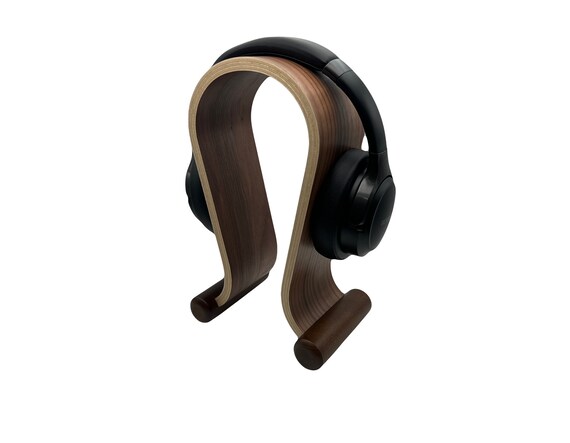 Headphone Stand, Curved Headphone Holder, Wooden Headphone Head Natural and  Walnut Wood 