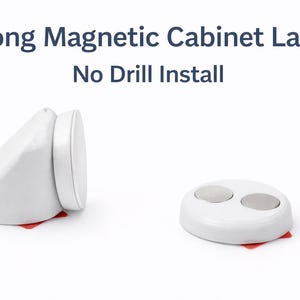 Strong Magnetic Cabinet Door Latch Stick On No Drill Catch Closers Easy Peel & Stick Install For Kitchen RV Camper Van Cabinets 2 Pack