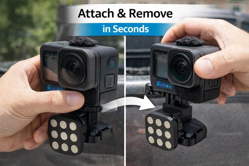 Soporte magnético de liberación rápida uCast compatible con cámaras de acción GoPro de IQ Labs imagen 3