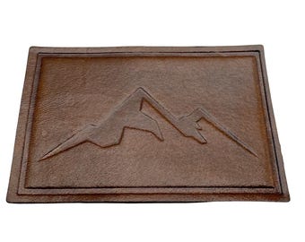 Parche de cuero Modern Mountain para sombreros, con velcro y para coser.