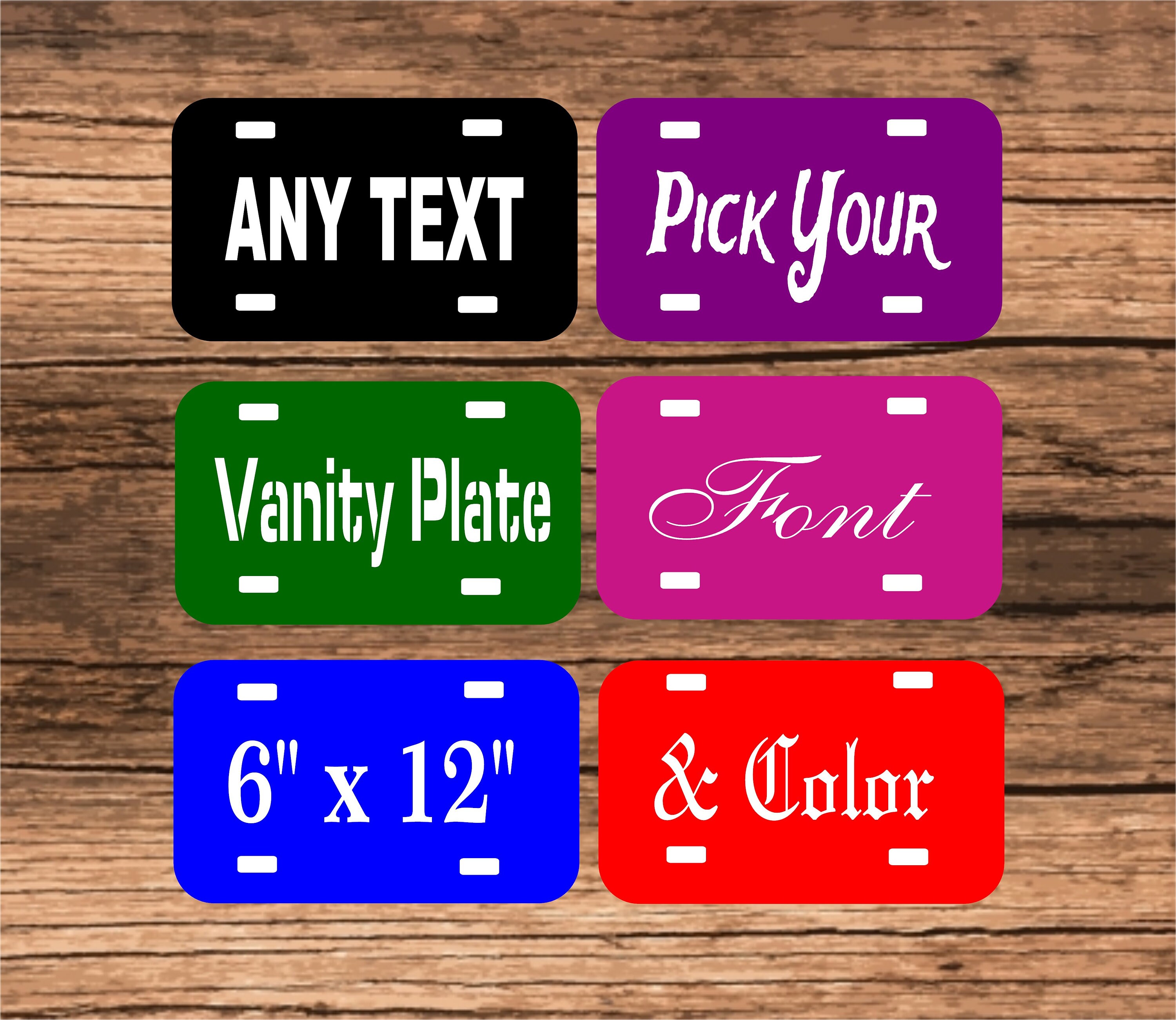 New Custom Vanity Plate With Your Text Personalized 12 x Etsy