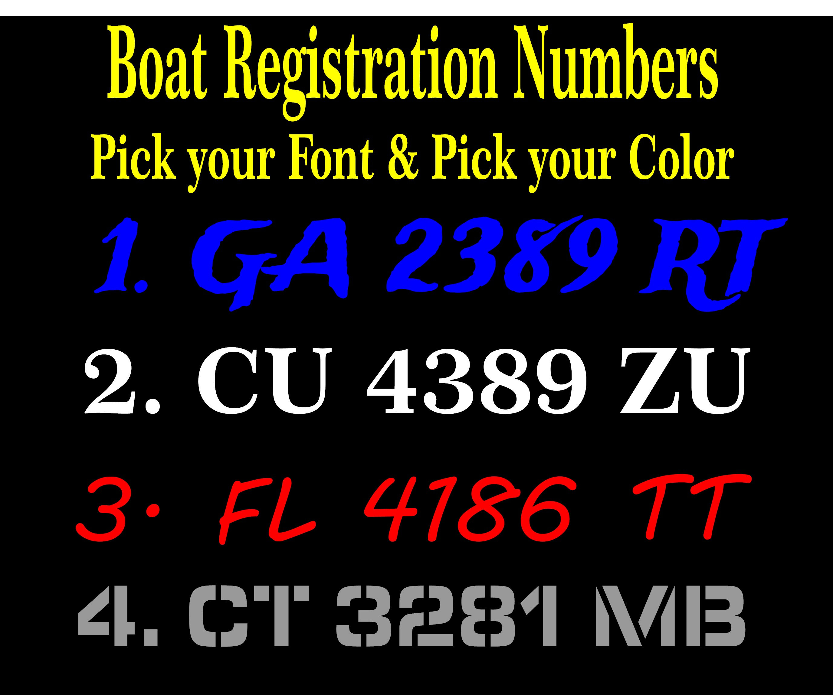 Boat Hull Registration Numbers DECALS / STICKERS 3 Inch Etsy UK