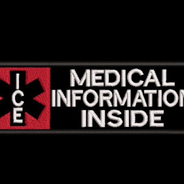 MEDICAL INFORMATION INSIDE embroidered patch