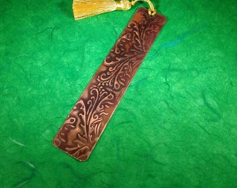 Scroll-Patterned Copper Bookmark