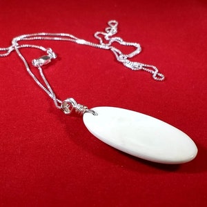 Oval Howlite Pendant, Oval White Turquoise Pendant image 6