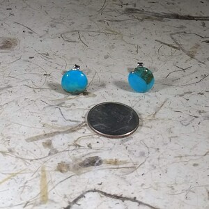 Round Kingman Turquoise Stud Earrings image 3