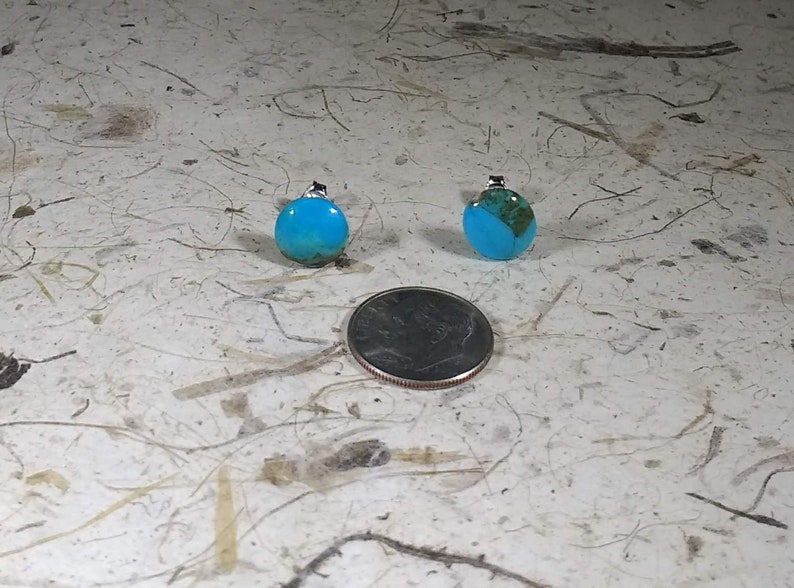 Round Kingman Turquoise Stud Earrings image 3