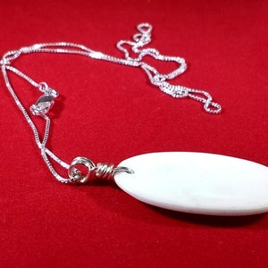 Oval Howlite Pendant, Oval White Turquoise Pendant image 3