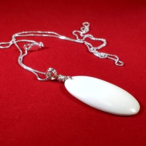 Oval Howlite Pendant, Oval White Turquoise Pendant image 2