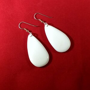 Teardrop-shaped Howlite Earrings, White Turquoise Earrings, White Cabochon Earrings image 5