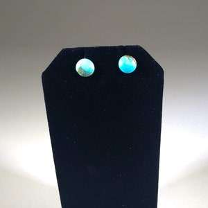 Round Kingman Turquoise Stud Earrings image 8