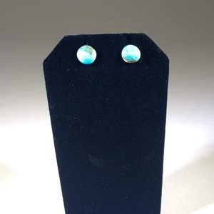 Round Kingman Turquoise Stud Earrings image 5