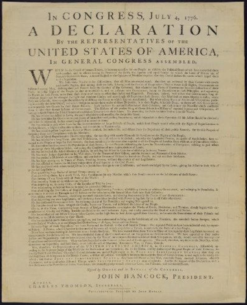 Declaration of Independence: Newsprint Edition -- Matte Laminated - Etsy