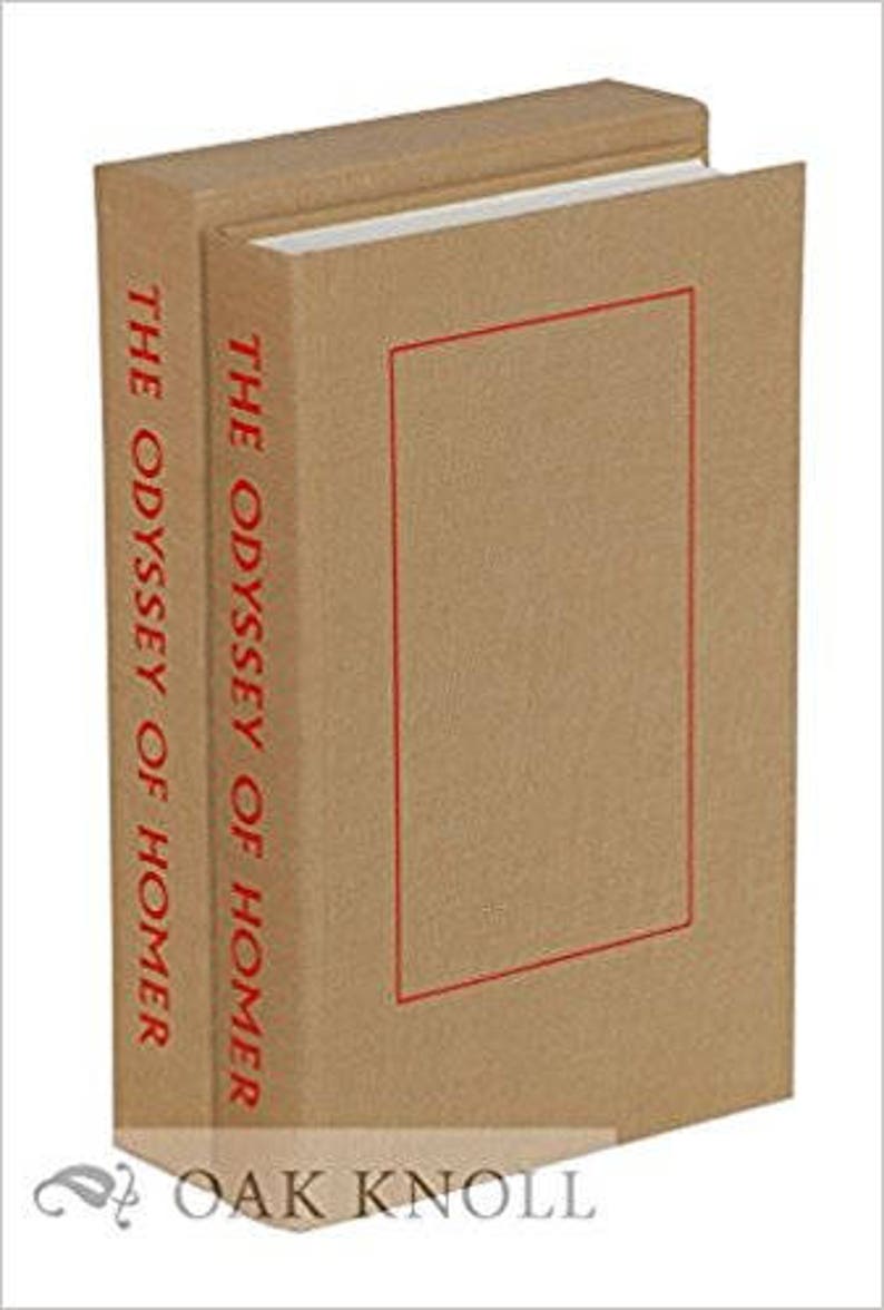 May include: A brown hardcover book with the title "The Odyssey of Homer" printed in red on the spine and front cover. The book is published by Oak Knoll.