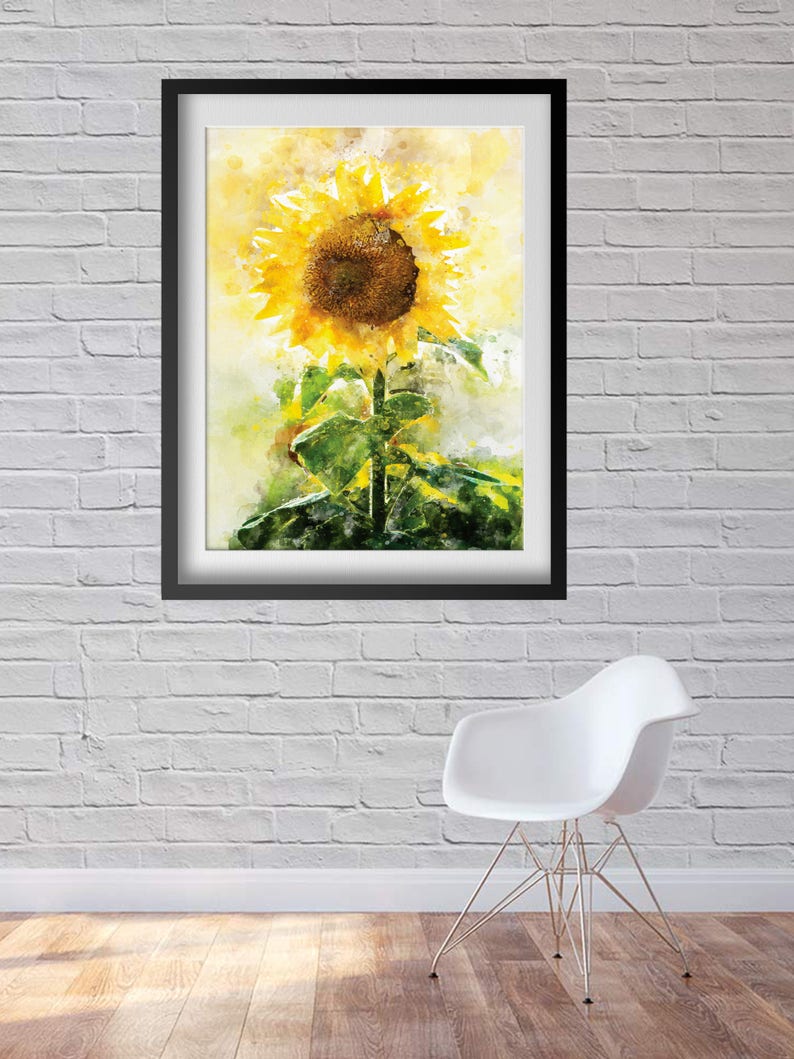 Sunflower Wall Art Printable Watercolor Print Sunflower Wall Art ...