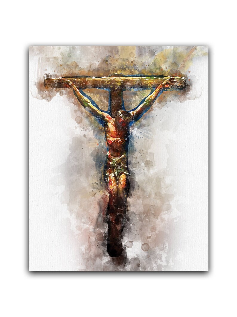 Holy Cross Watercolor Canvas Print Jesus Holy Cross Wall Art Watercolor