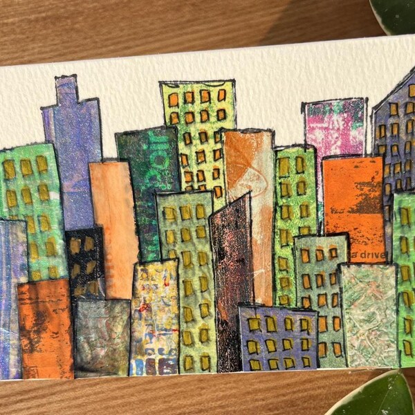 Handmade NYC Greeting Card – New York City Skyline Collage Card