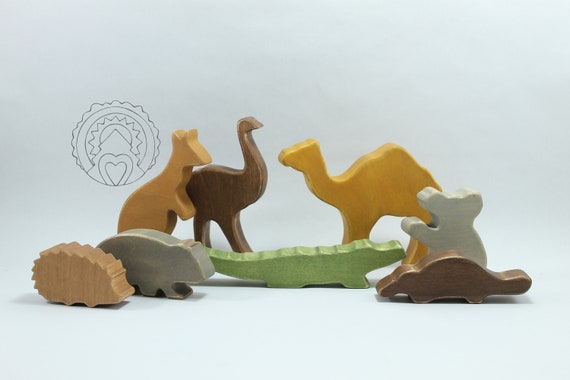 natural wooden animals