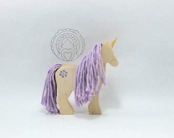 VIOLET- WILDFLOWER UNICORN, Wooden Unicorn, Wooden Horse, Wooden Toy