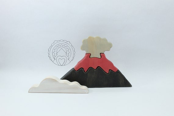 wooden volcano toy