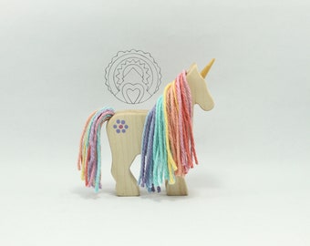 MYSTIC - WILDFLOWER Unicorn, Wooden Unicorn, Wooden Horse, Wooden Toy