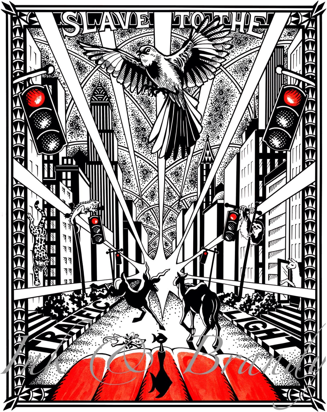 Slave to the Traffic Light Print, Song Illustration Etsy