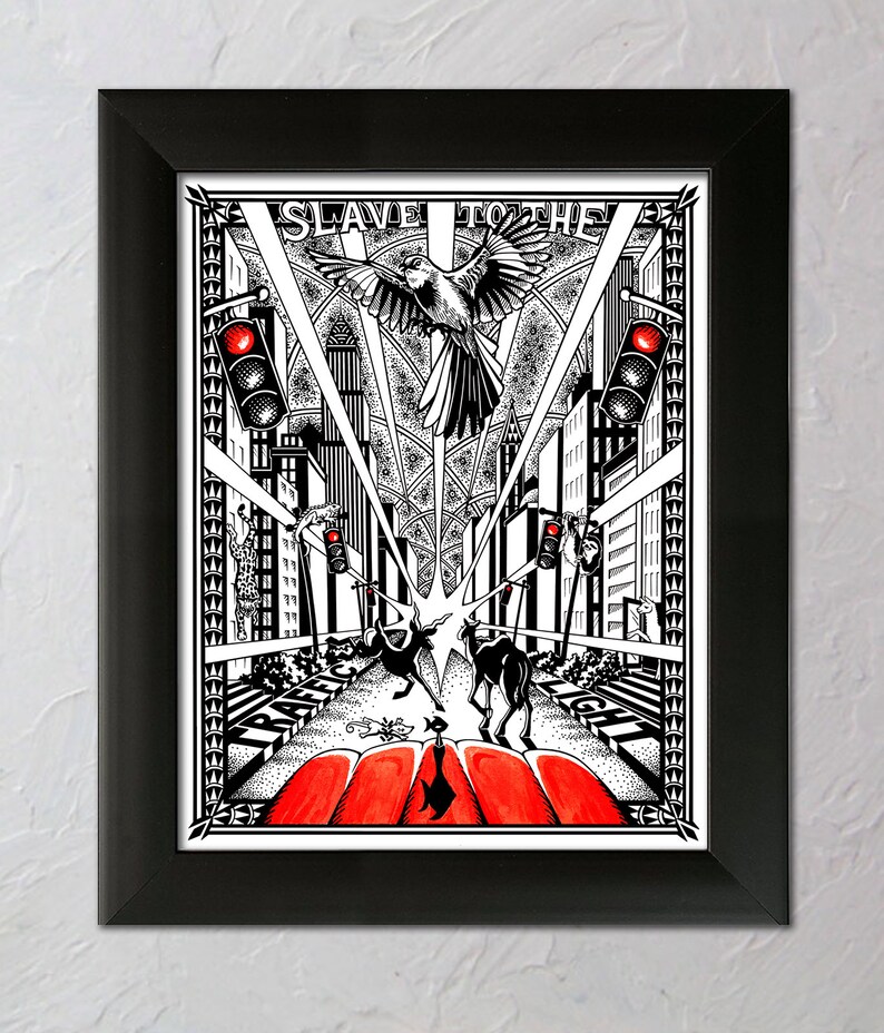 Slave to the Traffic Light Print, Song Illustration Etsy