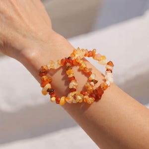Set of 2. Carnelian chip bracelets with stretch cord.