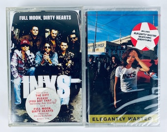 Lote de cintas de casete INXS: Elegantly Wasted, Full Moon Dirty Hearts, ambas nuevas y selladas