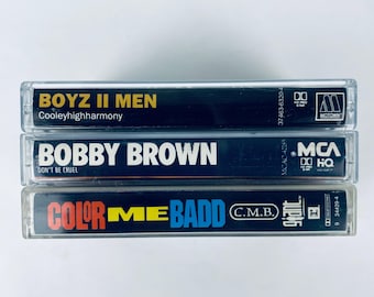 Lote de casetes de R&B de principios de los 90: Boyz II Men, Color Me Badd, Bobby Brown, New Jack Swing, Cooleyhighharmony. Todos probados y funcionando.