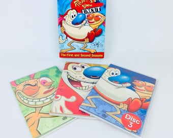 Ren & Stimpy DVD, Uncut Box Set (2004) MTV, 1st and 2nd Seasons, Collectors Edition, No Skipping, Tested!