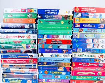 Vintage Christmas VHS, Build A Lot: A Christmas Story, Muppets, Charlie Brown, Rudolph, Hanukkah, Frosty the Snowman, Santa TESTED & WORKING