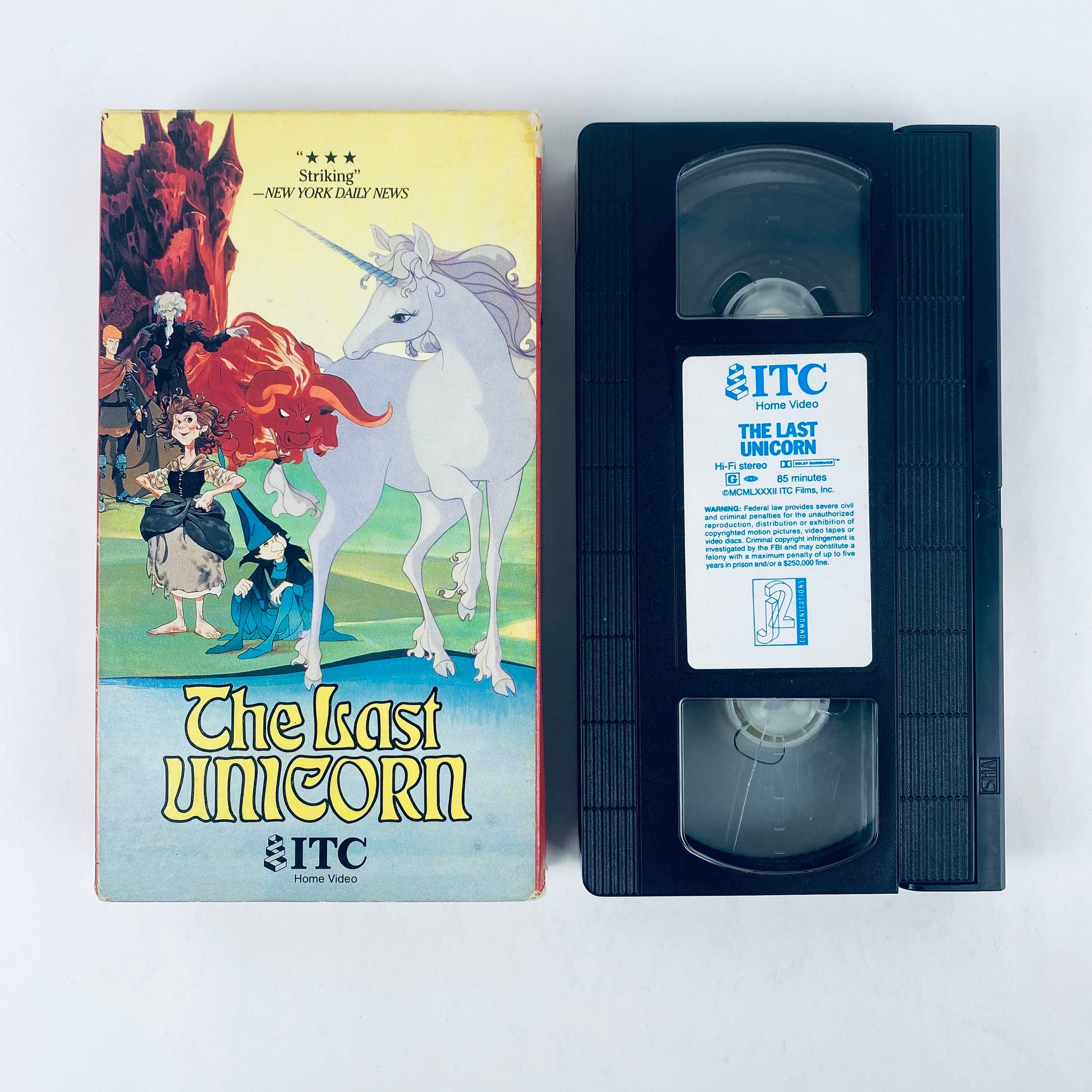 The Last Unicorn VHS, 1988, Vintage 80s, Original Cartoon