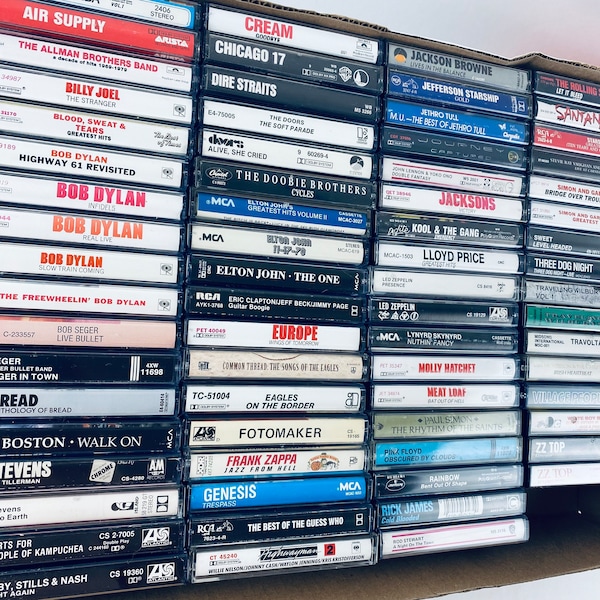 Rock You Pick Cassette Tapes, 70s, Eagles, Elton, Clapton, Doors, Led Zeppelin, Zappa, Pink Floyd, Skynyrd, Rolling Stones, Abba ALL TESTED!