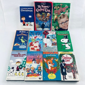 Vintage Christmas VHS, Build Your Own Lot: A Christmas Story, Muppets, Charlie Brown, Rudolph, Darkwing Duck and Goofy, TESTED & WORKING