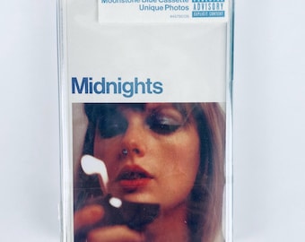 Casete de Taylor Swift "Midnights" (2022) SELLADO, Cinta Azul Moonstone, Etiqueta de promoción, Lanzamiento en el Reino Unido