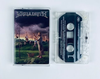 Megadeath Youthanasia Cassette Tape - Vintage 90s Metal, Train of Consequences, Reckoning Day, Blood Of Heroes, Family Tree, TESTED WORKING!