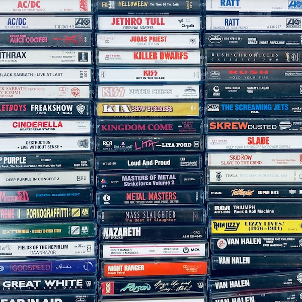 Metal You Pick Cassette Tapes Vintage 80s 90s Metallica GNR ACDC Kiss Ratt Van Halen Motley Crue Slaughter Warrant Rush Scorpions Whitesnake