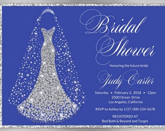 Wedding Dress Bridal Shower Invitation, Bridal Shower Invitation Dress, Bridal Shower Invites, Wedding Gown Bridal Shower Invite