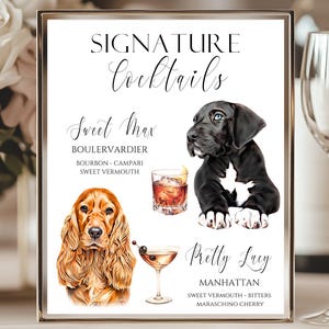 Pet Signature Drink Sign Custom Dog Signature Drink Cocktail Sign Wedding Pet Drink Signs Cat Signature Drink Sign Pet Wedding Drink Menu