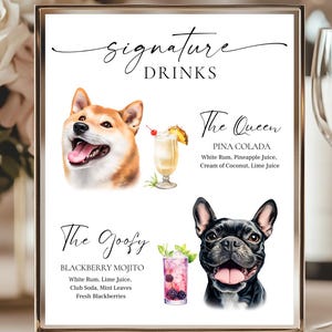 Custom Dog Signature Drink Sign, Pet Signature Drink Sign, Pet Signature Cocktail Sign, Pet Drink Menu, Dog Drink Sign, Pet Cocktail Sign