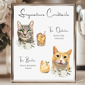 Cat Signature-drankje, hond Signature-drankje, Cat Signature-cocktails, Cat Signature-cocktailbord, Cat Signature-cocktailbord, bruiloft