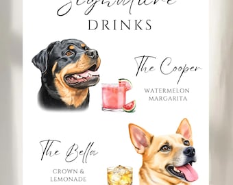 Pet Signature Drink Sign For Wedding, Dog Bar Menu, Cat Signature Drink Sign, Dog Signature Drink Sign, Custom Pet Signature Drink Sign