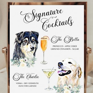 Pet Signature Drink Sign Wedding, Signature Drinks Sign Dog, Signature Drinks Sign Pets, Signature Drink Sign, Signature Cocktail Sign Pet