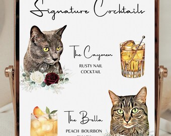 Cat Signature Drink Sign, Dog Signature Drink, Cat Signature Cocktails, Cat Signature Cocktail Sign, Cat Signature Cocktail Sign Wedding,